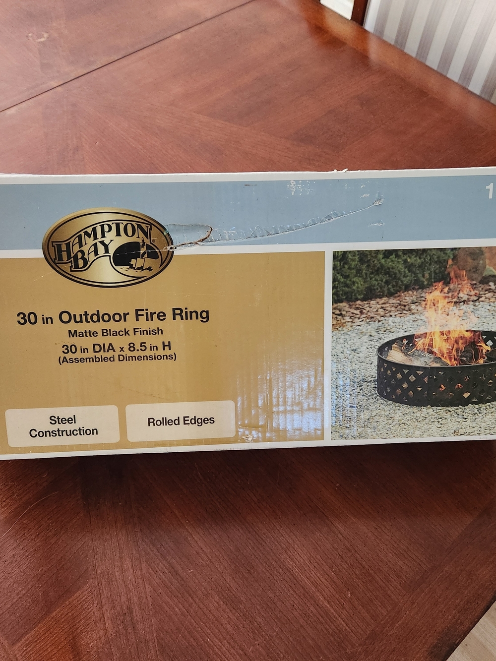 Hampton Bay 30in Outdoor Fire Ring - Matte Black